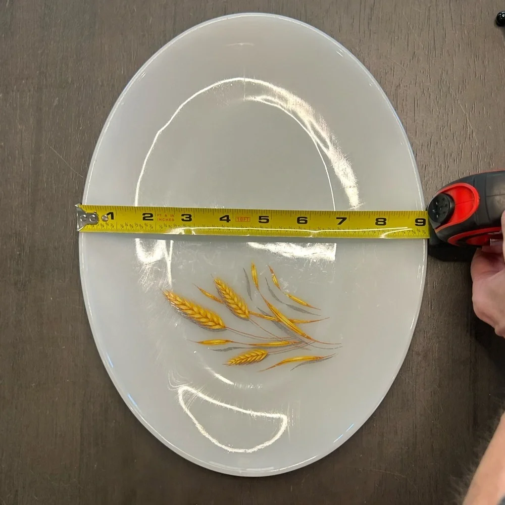 VTG 60s country farmhouse Cottagecore milkglass wheat pattern serving platter